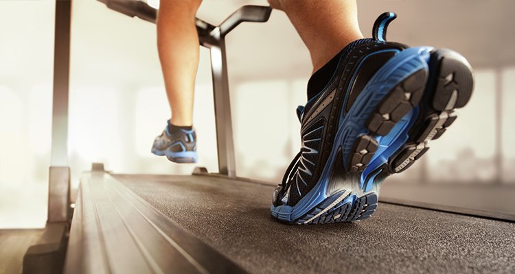 Endurance training-feet running on treadmill