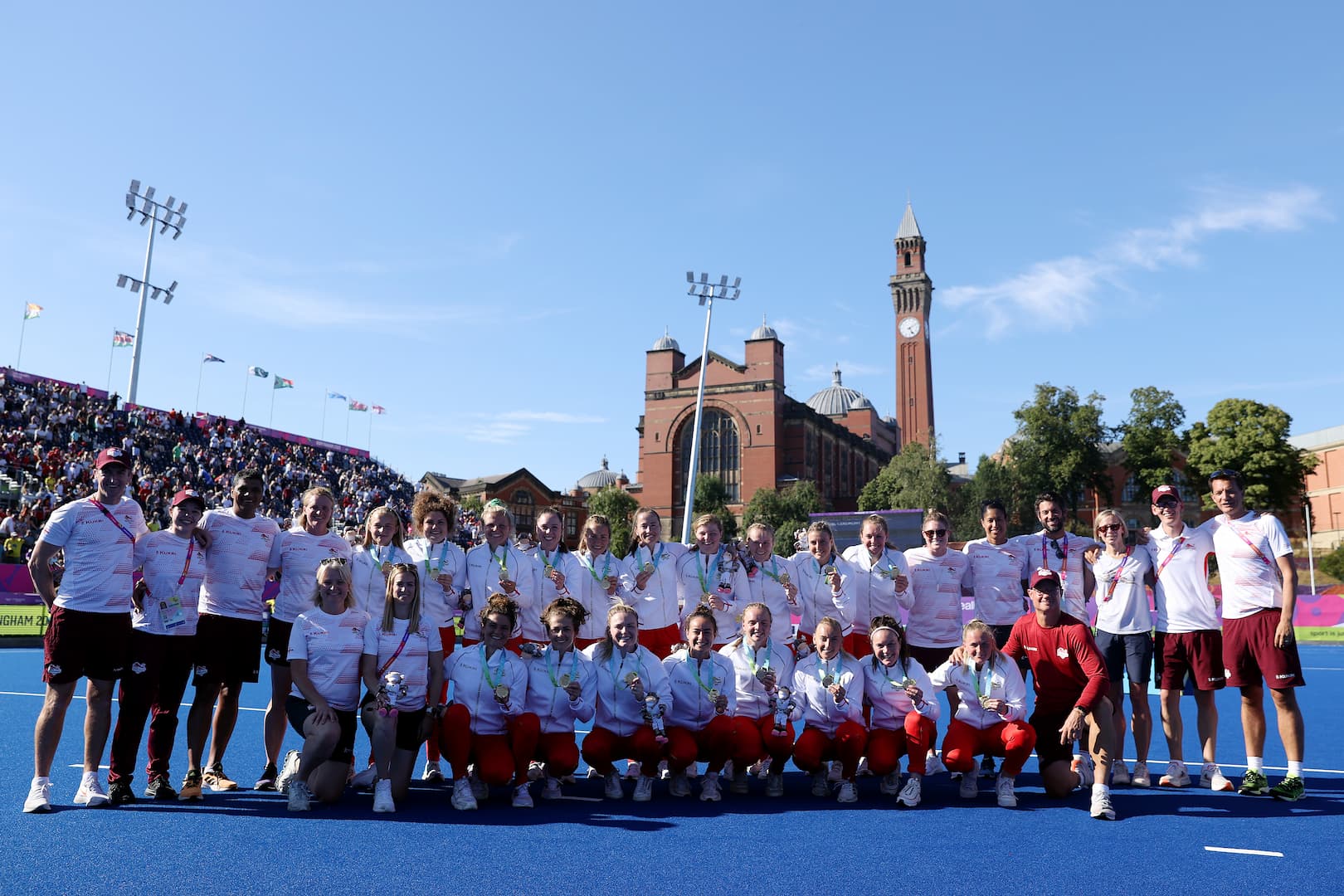 Team England with Old Joe in the background