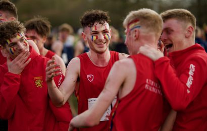 Runners shaking hands after race