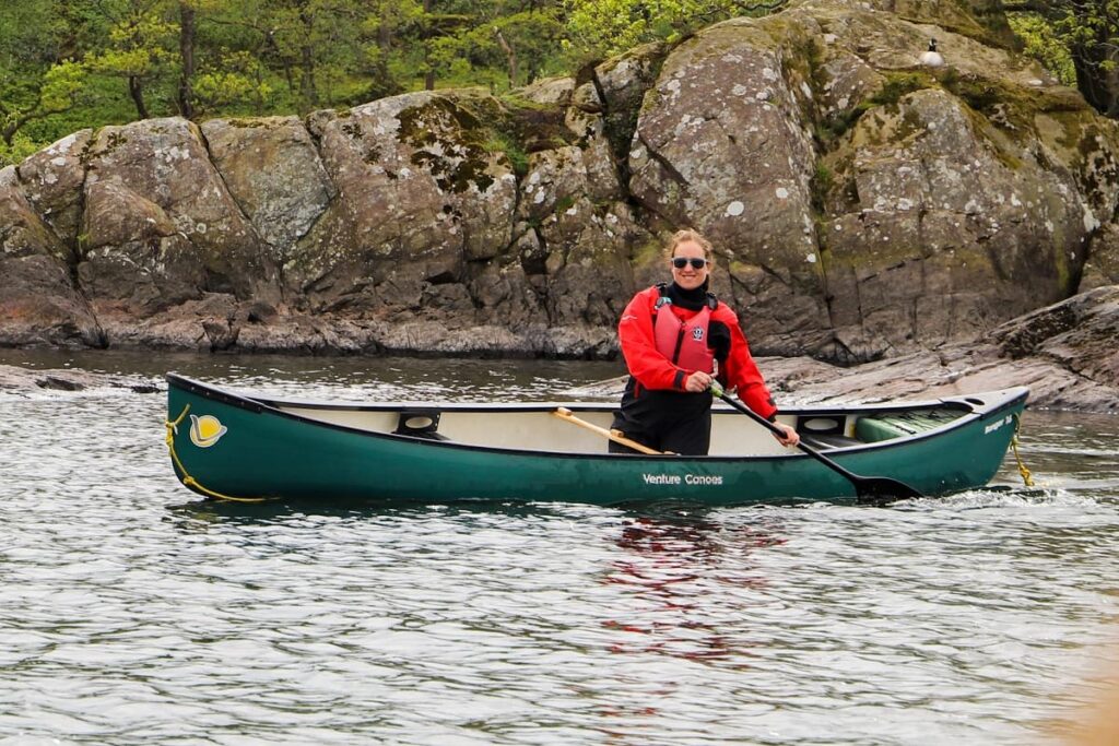Woman sailing on a boat