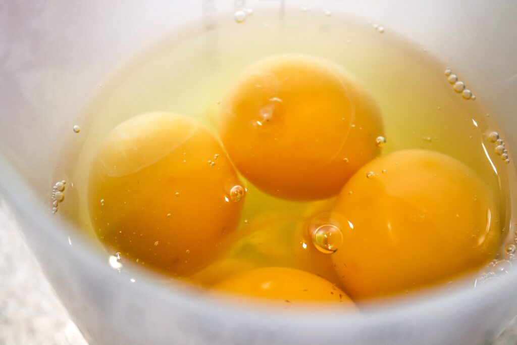 Egg yolks in a bowl