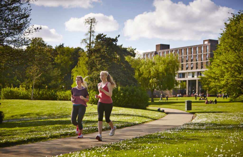 Students running through the Vale