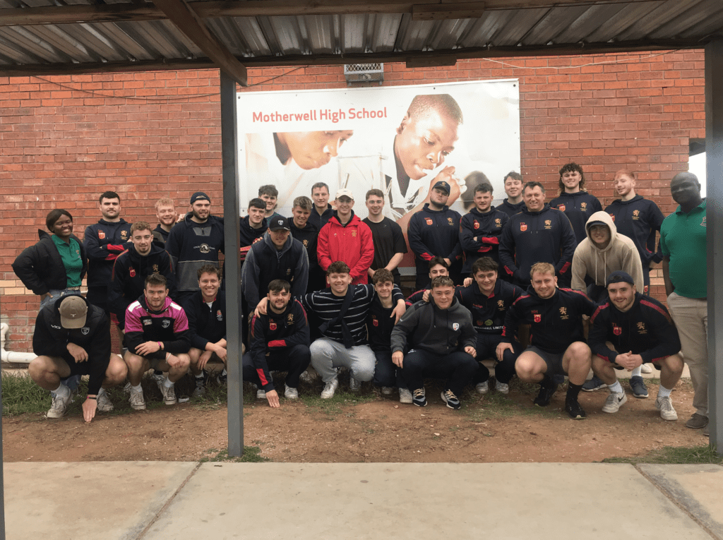 Rugby Union group photo at Motherwell High School