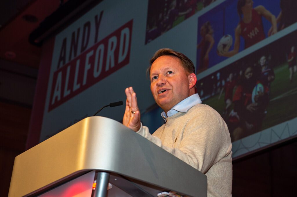 Andy Allford presenting at the Sports Awards.