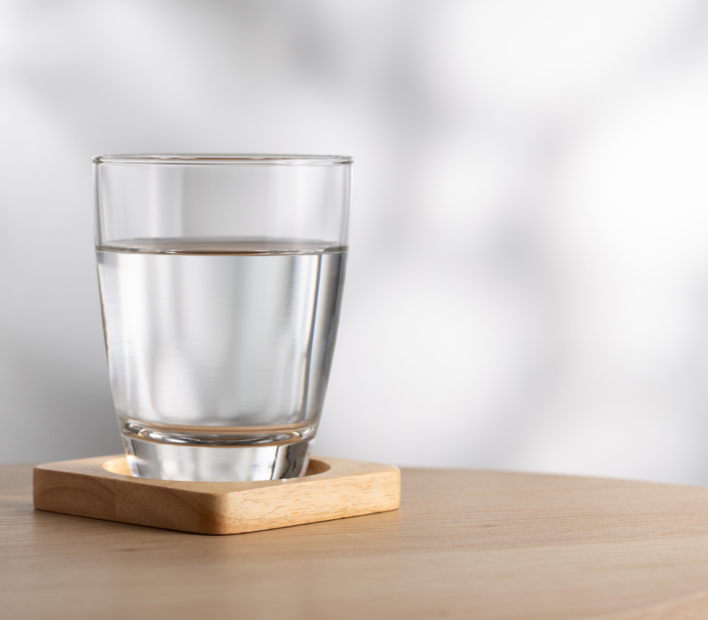 Glass of water on table