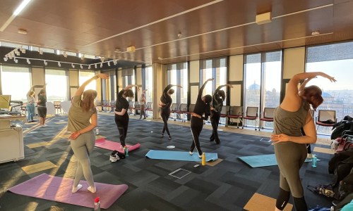 Image of yoga session during sunrise